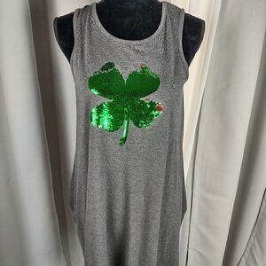 L.O.L. Vintage Clover Sequin Gray Tank Top Size XL